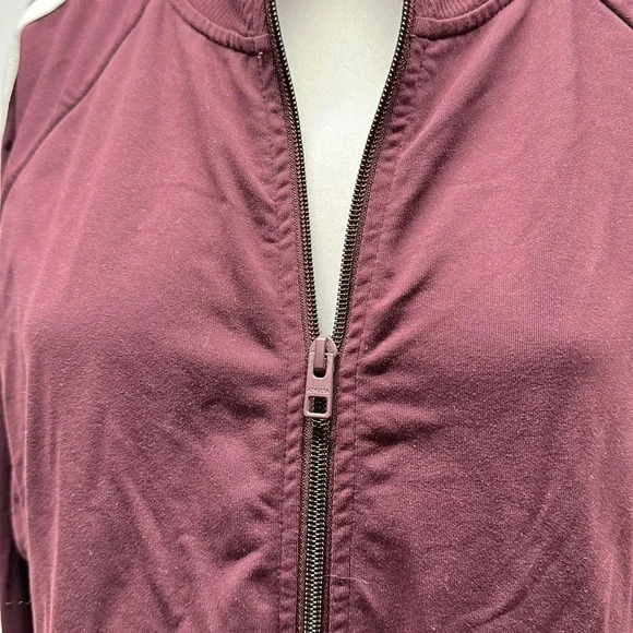 Athleta Circa Track Jacket Lightweight Full Zip Up Striped Red White Size Large - Picture 11 of 12
